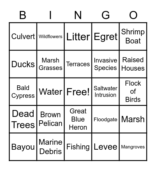 Coastal Bingo! Bingo Card