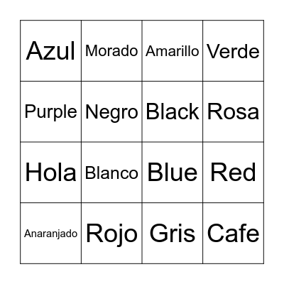 Spanish Bingo Card