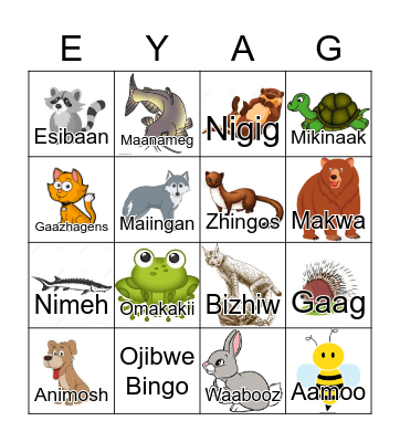 Ojibwe Bingo Card