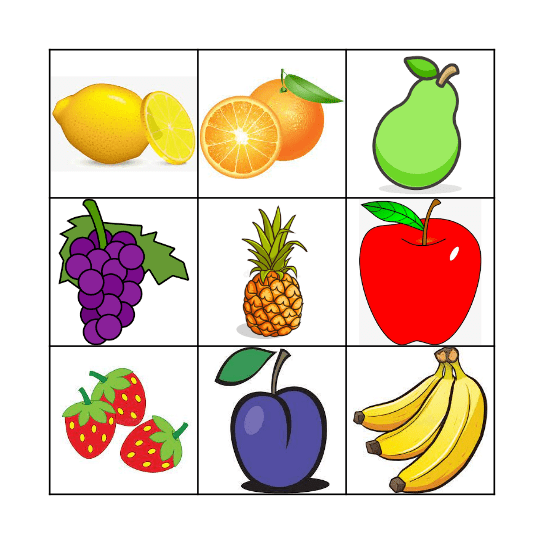 Des Fruits Bingo Card