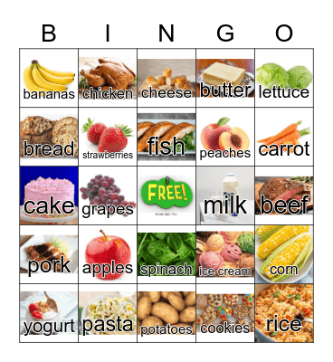 Food Bingo Card