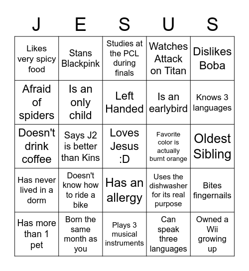 Epic x OneWay Bingo Card
