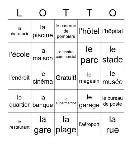 En Ville Bingo Card