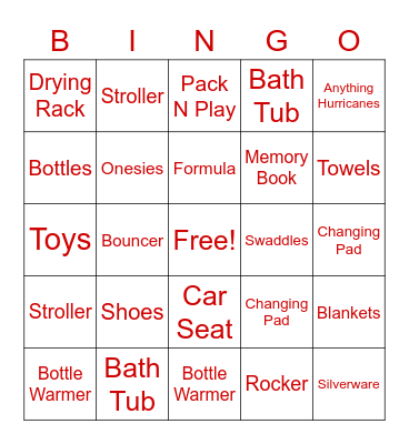 Baby Bingo! Bingo Card
