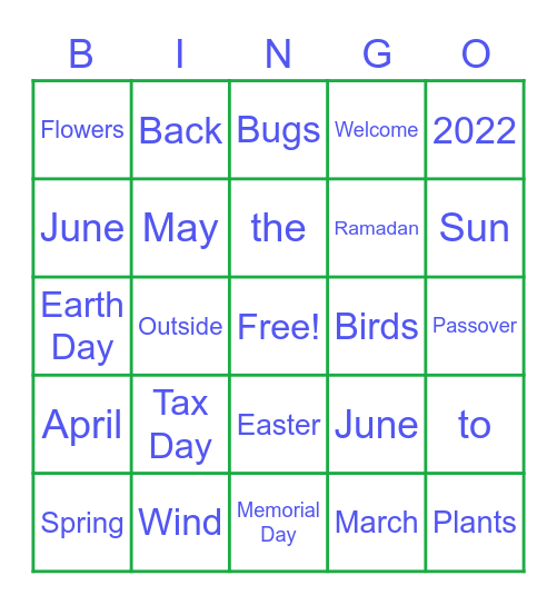 Welcome Back BINGO! Bingo Card