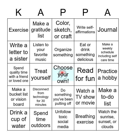 Self Care BINGO Card