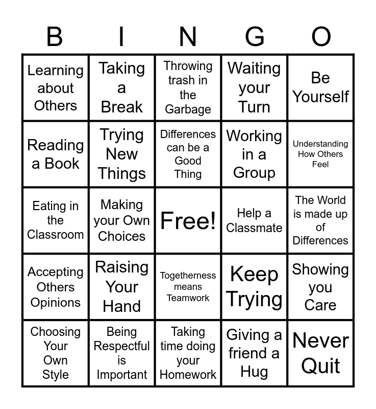 Learning Topics Bingo Card