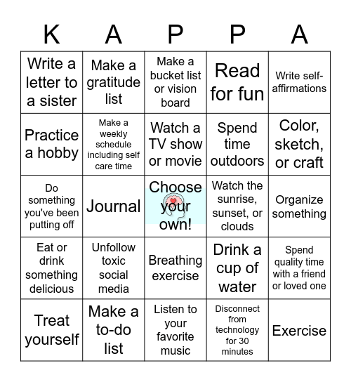 Self Care BINGO Card