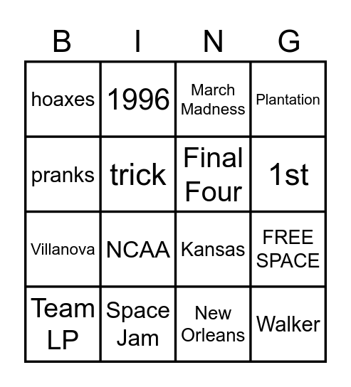 April 2022 Fun Day Bingo Card