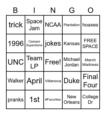 April 2022 Fun Day Bingo Card