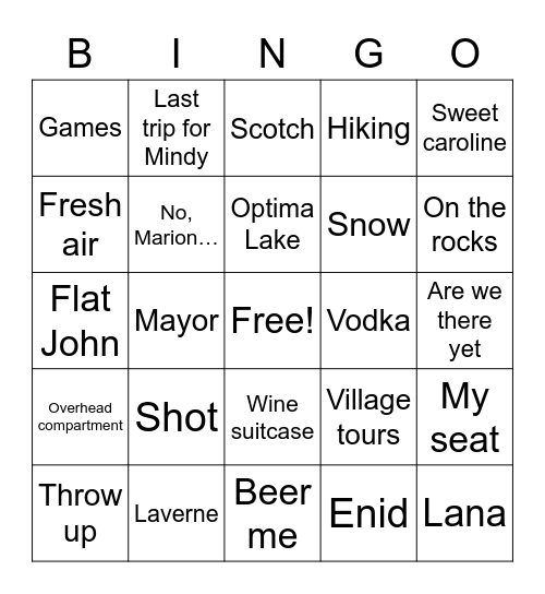 Bus Bingo Card