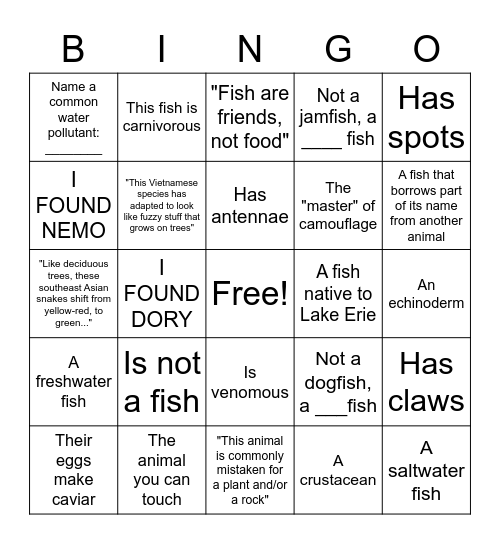 APO Underwater Expedition! Bingo Card