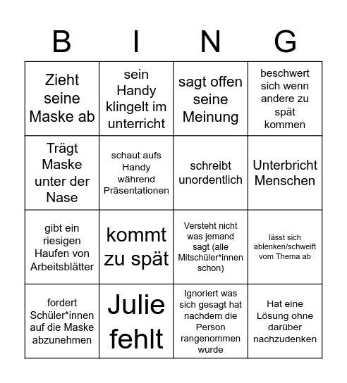 Herr Quintin Bingo Card