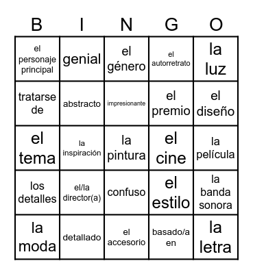 Las presentaciones de los íconos hispanos Bingo Card
