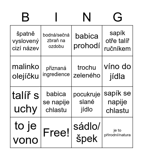 Babica vs Spaík Bingo Card