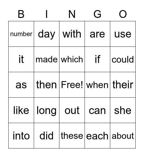 HFW BINGO Card