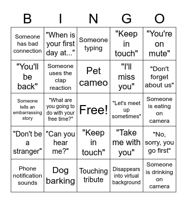 Maggie's Farewell Bingo Card