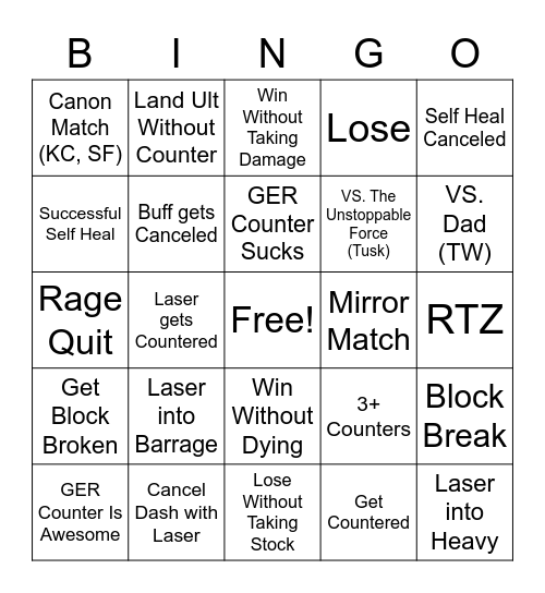 Gold Experience Requiem Bingo Card