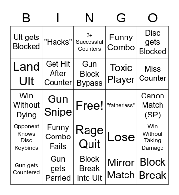 Whitesnake Bingo Card