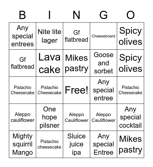 La Famiglia Giorgios Bingo Card