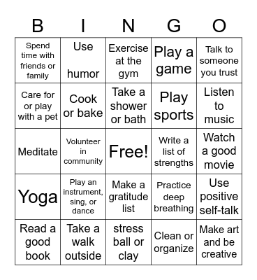 Coping Skills Bingo! Bingo Card