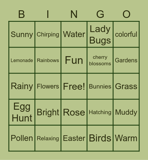 Spring! Bingo Card