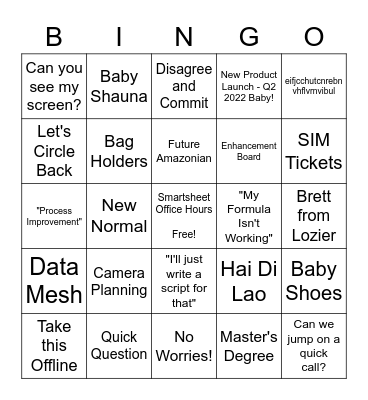 Shauna Baby Bingo Card