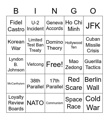 Cold War Bingo Card