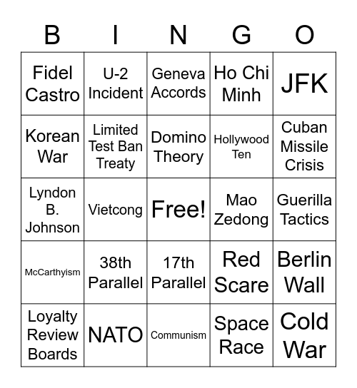 Cold War Bingo Card