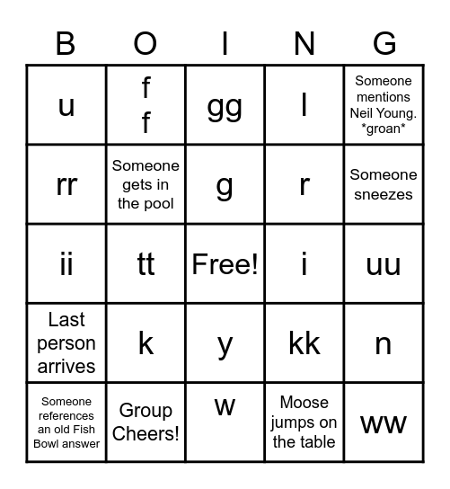 TND Bingo Card