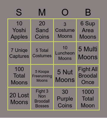 SMO Bingo Card