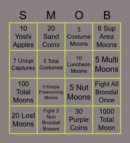 SMO Bingo Card