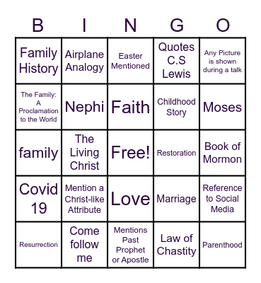 April 2022 General Conference Bingo Card