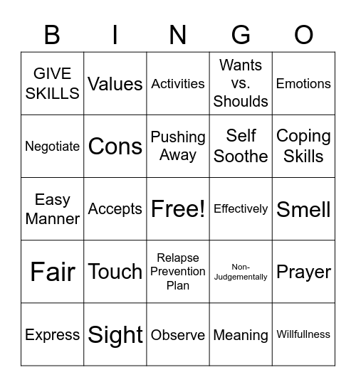 DBT BINGO Card