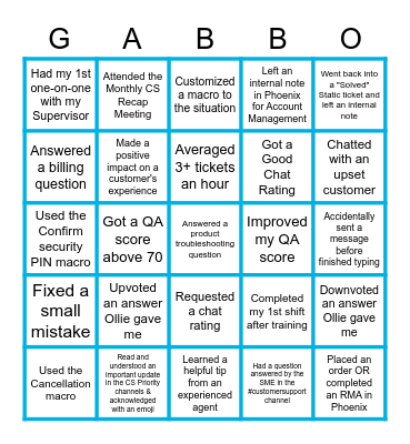 New CS Agent Blackout Bingo Card