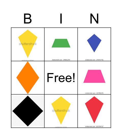 Quadrilateral Bingo Card