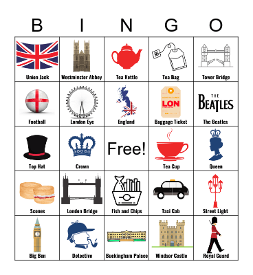 A Trip to London Bingo Card