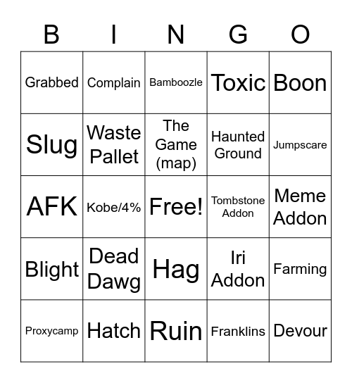 dbd survivor bingo Card