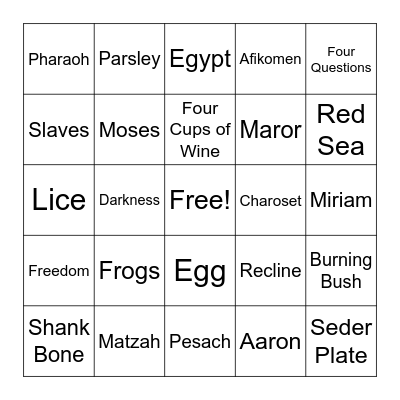 Passover Bingo Card