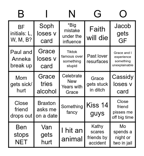 Predictions Bingo Card