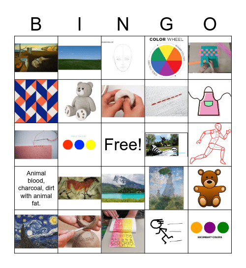 2nd/3rd grade art bingo Card
