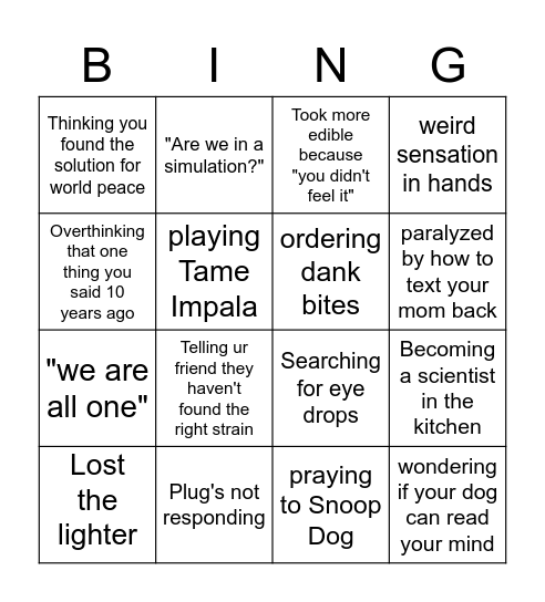 Dank bI Bingo Card