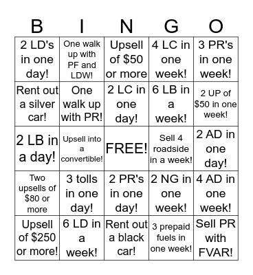 IRPD Bingo Card