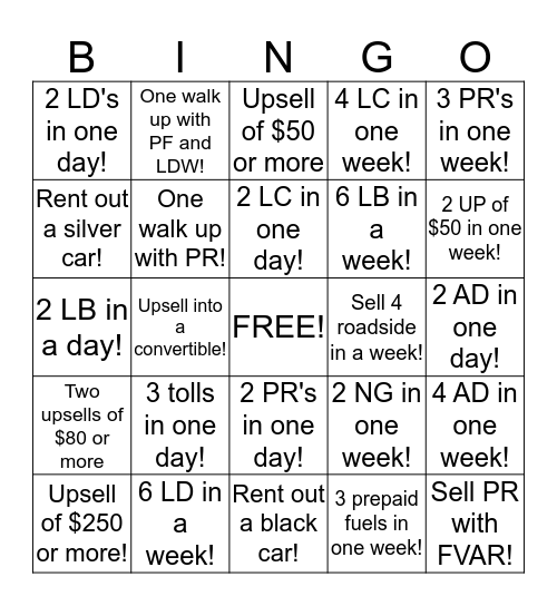 IRPD Bingo Card