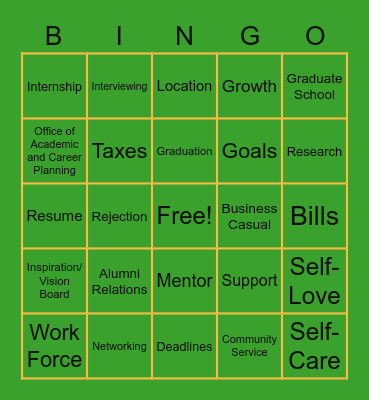 Future Planning Bingo Card