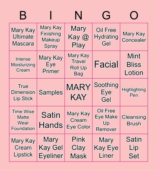 Mary Kay Bingo Card