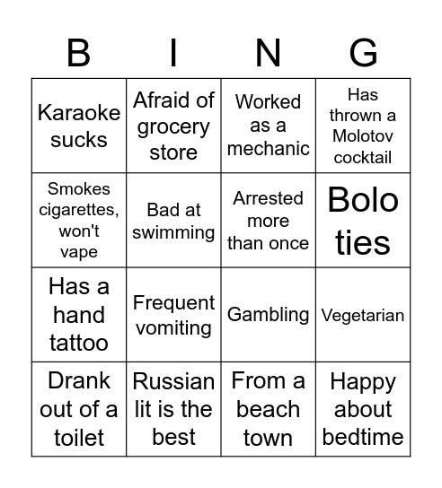 Meltbuggg similarity bingo Card