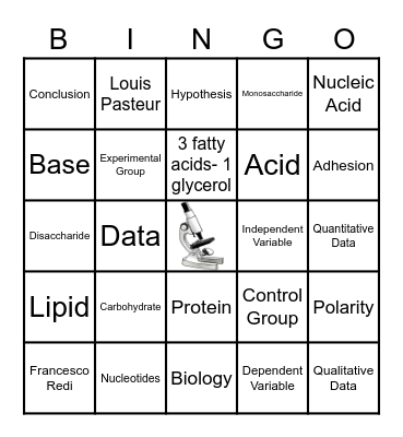 Unit 1 Vocabulary Bingo Card