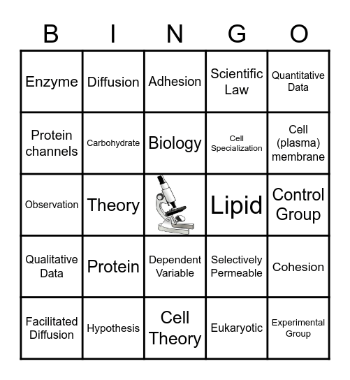 Unit 1-2 Vocabulary Bingo Card