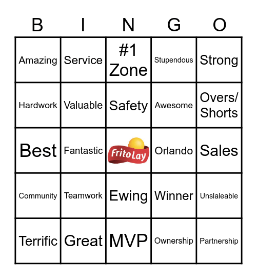 FRITO LAYS Bingo Card